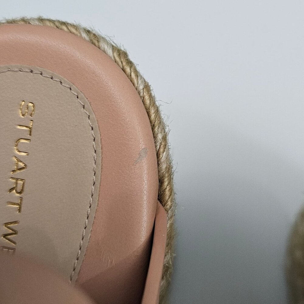 Stuart Weitzman Braida Max Espadrille Wedge Womens 9.5 Tan Leather Sandal Summer - Picture 9 of 15